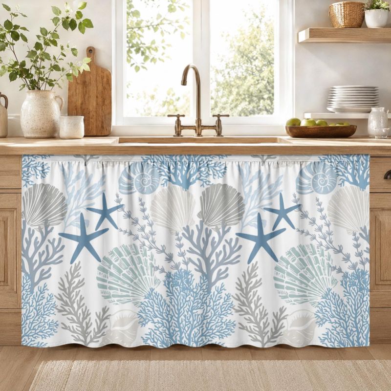 Home Decor Nautical - VIKAMA Niebieska Zasłonka Pod Zlew z