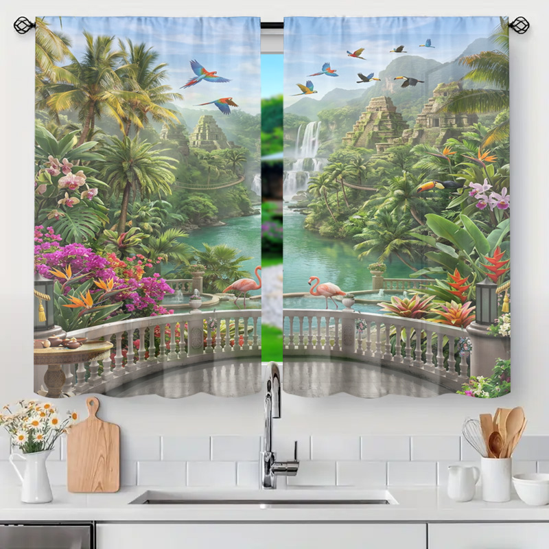 Home Decor Bali - Żywe tropikalne zasłony z motywem kaskadowego