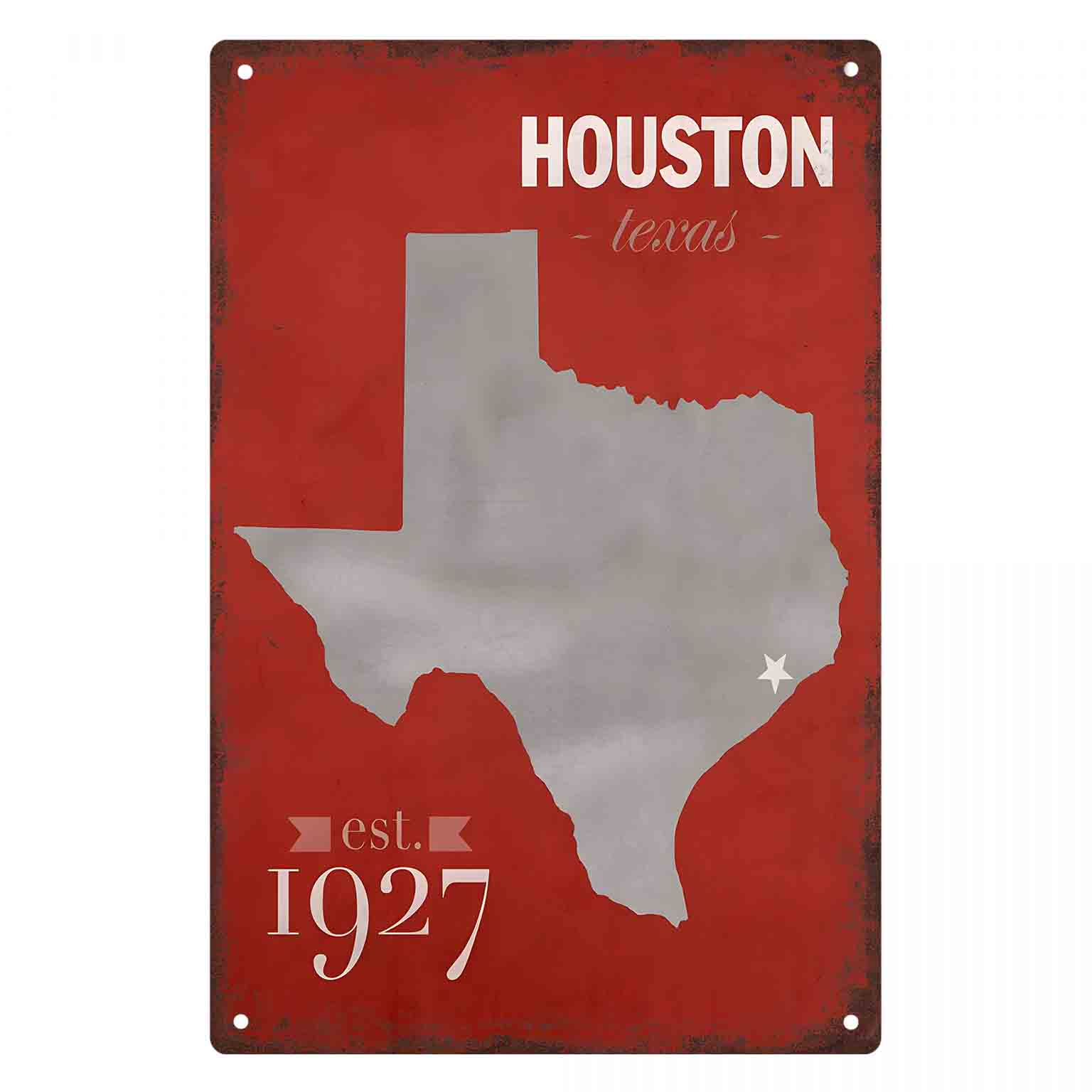 Home Decor Houston - 2D PŁASKA METALOWA TABLICA Z MAPĄ