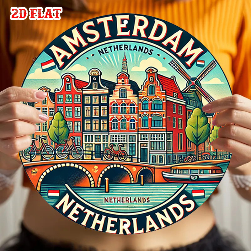 Home Decor Netherlands - Płaska, dwuwymiarowa, okrągła metalowa dekoracja ścienna