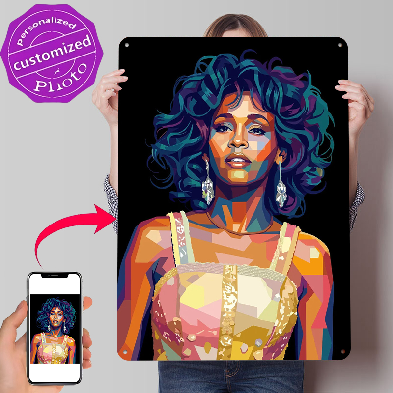 Home Decor Houston - Whitney Houston Pop Art Portret Metalowy