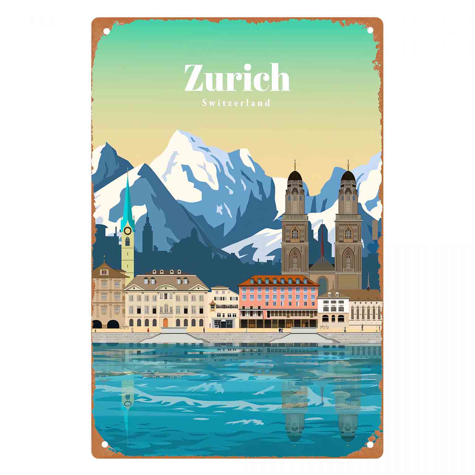 Home Decor Zurich - 2D PŁASKA DEKORACJA ŚCIENNA Z METALU