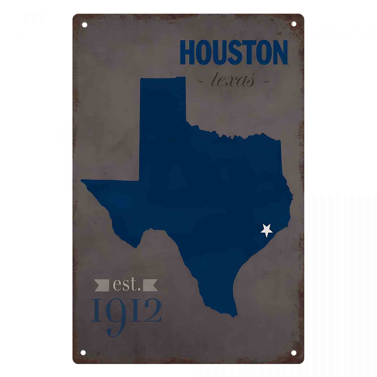 Home Decor Houston - 2D PŁASKA METALOWA TABLICA Z MAPĄ