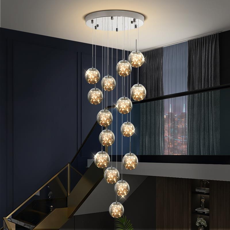 Hanging Moon Lamp - Nowoczesny żyrandol Led szklana kula możliwość
