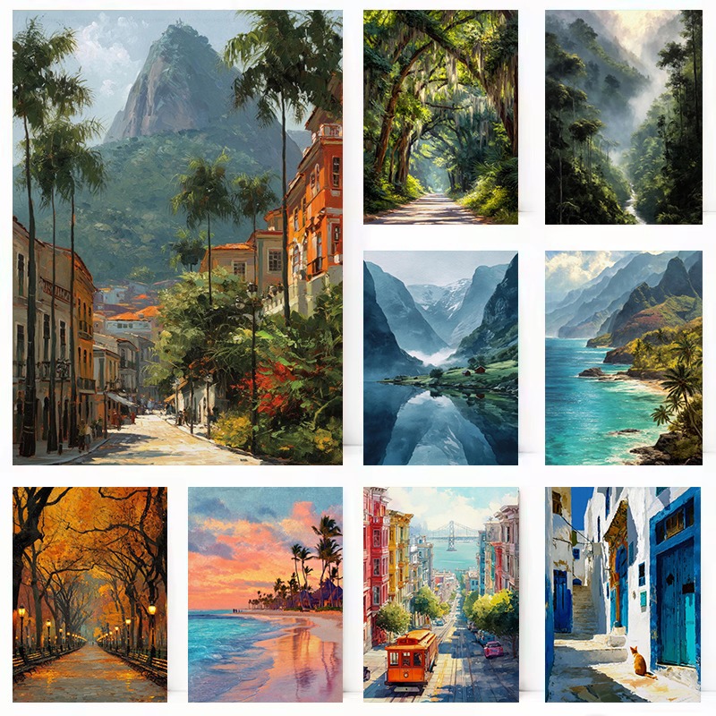 Home Decor Bali - Akwarelowe Krajobrazy z Podróży: Norwegia, Fiordy,
