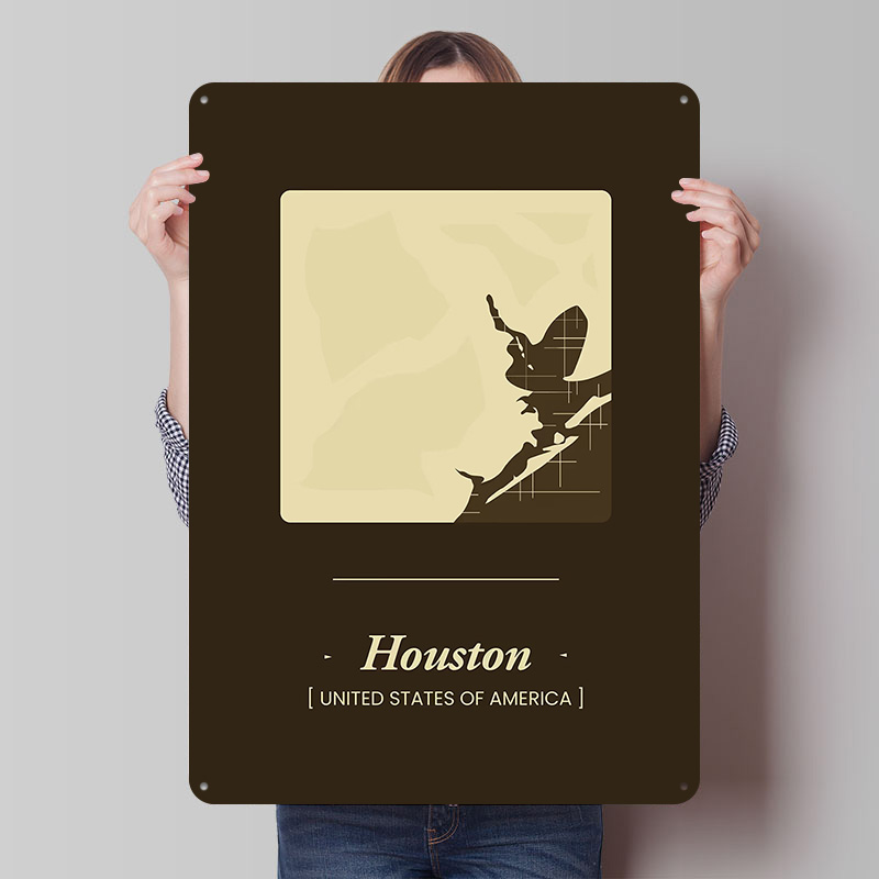 Home Decor Houston - Mapa miasta Houston, plakat z blachy,