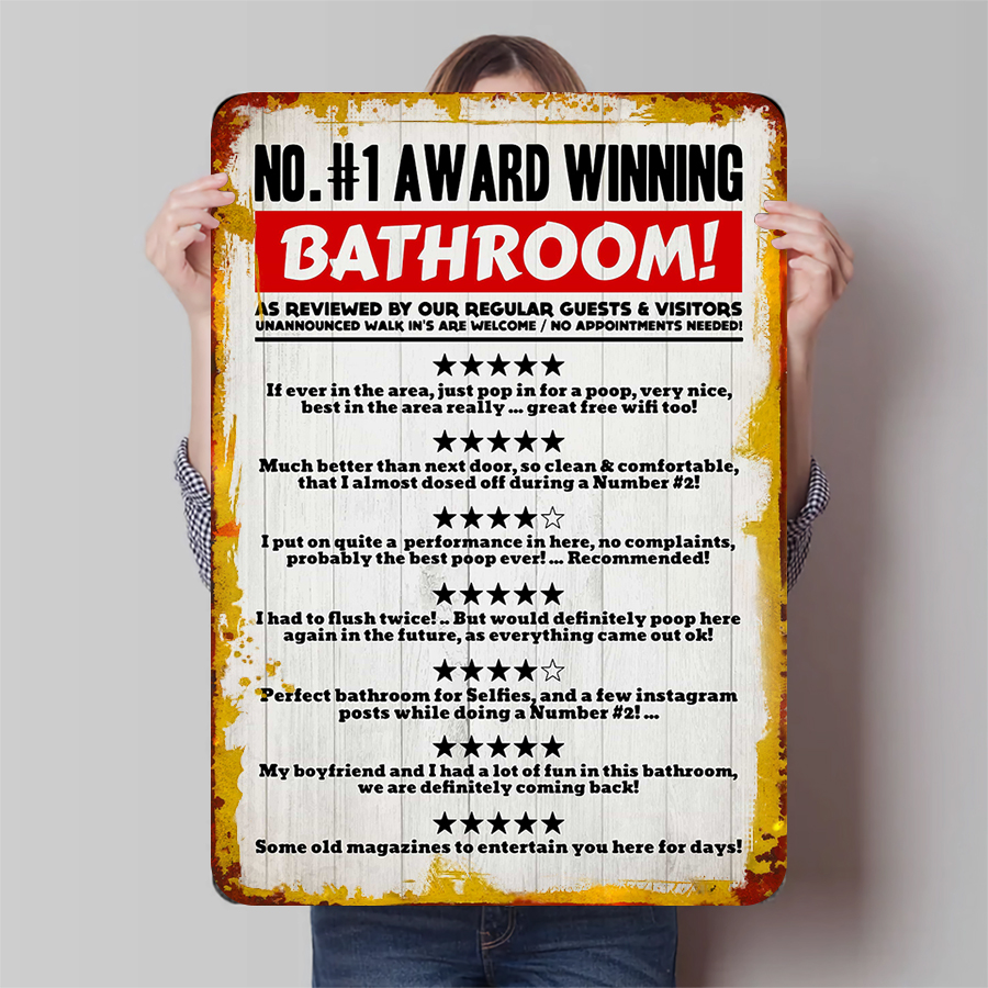 Review Home Decor - Metalowy szyld do łazienki z zabawnym