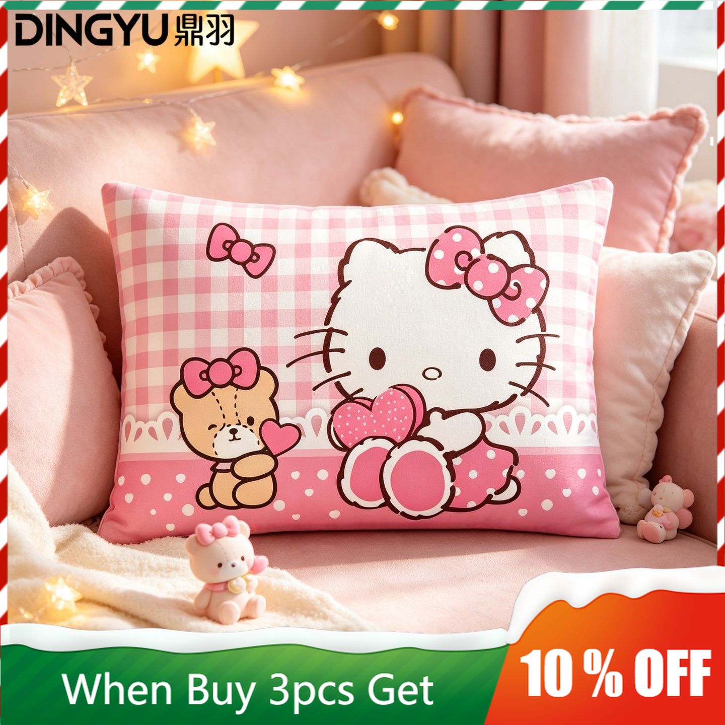 Decorative Throw Pillow - Poduszka dekoracyjna Hello Kitty z kryształowego