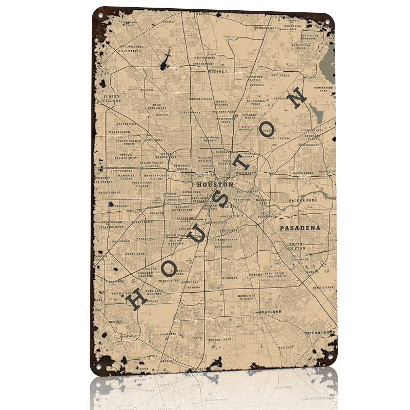 Metalowy plakat Houston Texas, – Home Decor Houston recenzja i cena