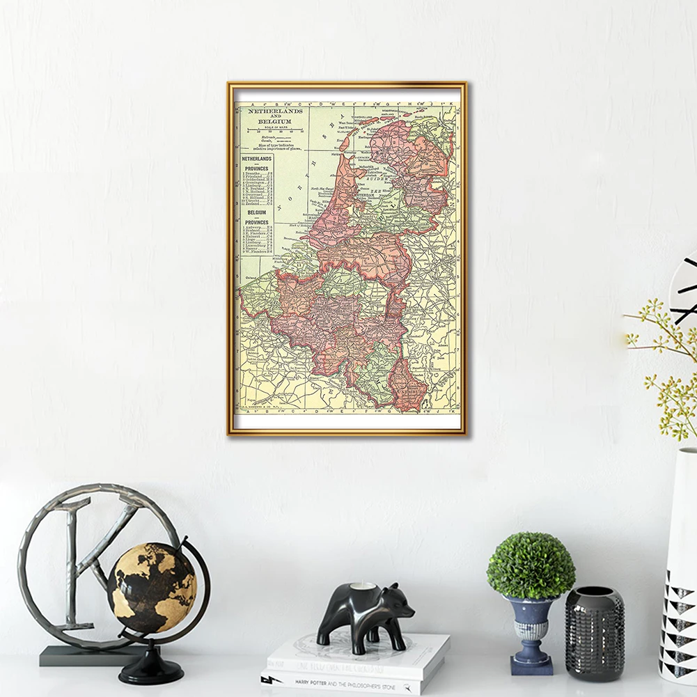 42 * 59 cm Mapa Belgia i Holan – Home Decor Netherlands recenzja i cena