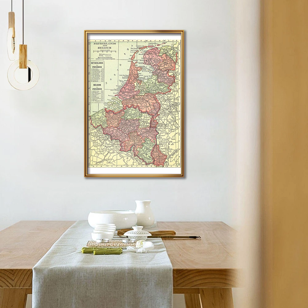 42 * 59 cm Mapa Belgia i Holan – Home Decor Netherlands recenzja i cena